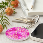 Daisies in tinten roze en orchidee sleutelhanger (Voorkant Rechts)