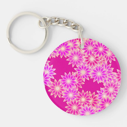 Daisies in tinten roze en orchidee sleutelhanger (Voorkant)