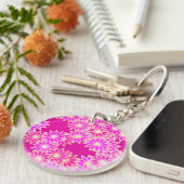 Daisies in tinten roze en orchidee sleutelhanger (Voorkant Rechts)