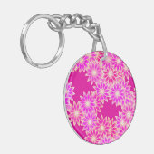 Daisies in tinten roze en orchidee sleutelhanger (Voorkant Links)