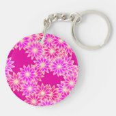 Daisies in tinten roze en orchidee sleutelhanger (Achterkant)