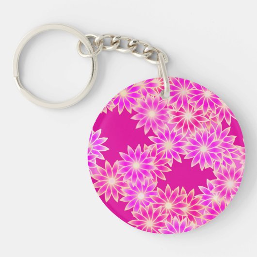 Daisies in tinten roze en orchidee sleutelhanger (Voorkant)