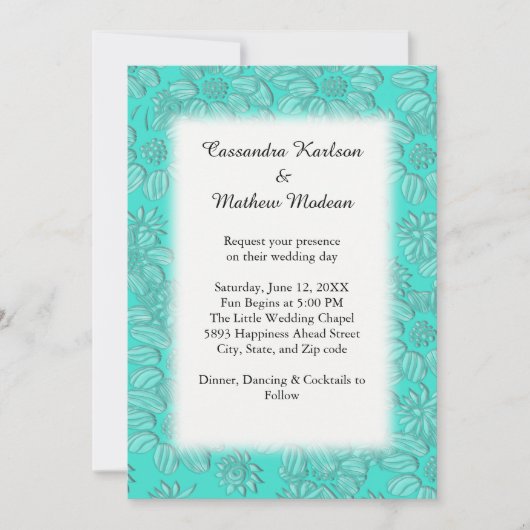 Daisies in Turquoise & Witte Bruiloft Kaart (Voorkant)