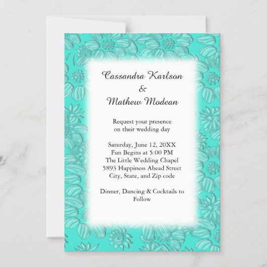 Daisies in Turquoise & Witte Bruiloft Magnetische Uitnodiging (Voorkant)