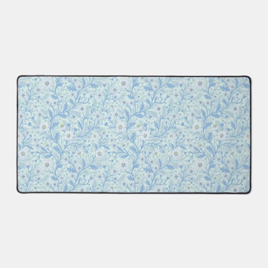 Daisies in white and blue on sea glass bureaumat (Voorkant)