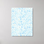 Daisies in white and blue on sea glass canvas afdruk (Voorkant)