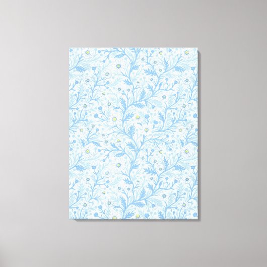 Daisies in white and blue on sea glass canvas afdruk (Voorkant)