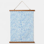 Daisies in white and blue on sea glass hangend wandkleed
