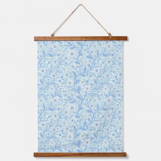 Daisies in white and blue on sea glass hangend wandkleed (Voorkant)