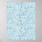 Daisies in white and blue on sea glass poster (Voorkant)