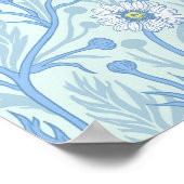 Daisies in white and blue on sea glass poster (Hoek)