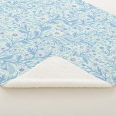 Daisies in white and blue on sea glass sherpa deken (3/4)