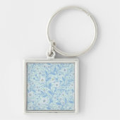 Daisies in white and blue on sea glass sleutelhanger (Voorkant)