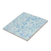 Daisies in white and blue on sea glass tegeltje (Zijkant)