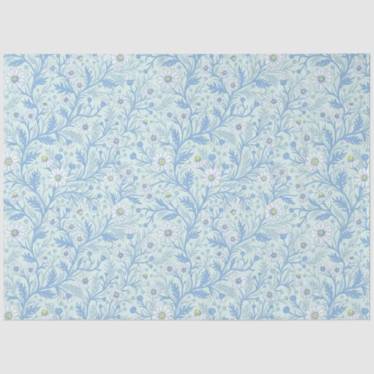 Daisies in white and blue on sea glass tissuepapier (Voorkant)