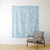 Daisies in white and blue on sea glass wandkleed (In situ)