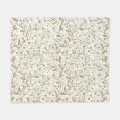 Daisies in white and brown on off white fleece deken (Voorkant (Horizontaal))