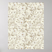 Daisies in white and brown on off white poster (Voorkant)