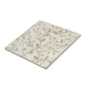 Daisies in white and brown on off white tegeltje (Zijkant)