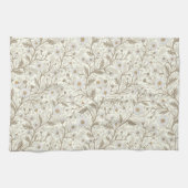 Daisies in white and brown on off white theedoek (Horizontaal)