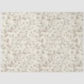 Daisies in white and brown on off white tissuepapier (Voorkant)