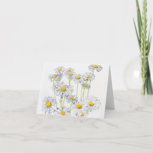 Daisies, inkt en Waterverf, blanco briefkaart (Voorkant)