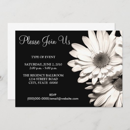 Daisies Invitations Kaart (Voorkant / Achterkant)