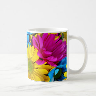 Daisies kleurrijke bloem roze blauw mok
