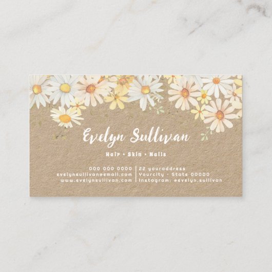 Daisies kraft visitekaartje (Achterkant)