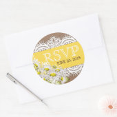 Daisies Lace Burlap Rustiek RSVP Label (Envelop)