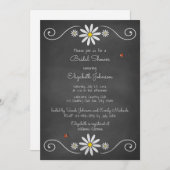 Daisies Ladybugs Rustic Chalkboard Vrijgezellenfee Kaart (Voorkant / Achterkant)