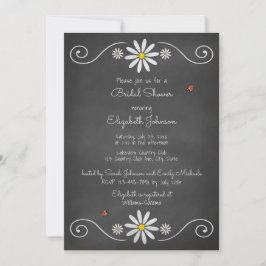Daisies Ladybugs Rustic Chalkboard Vrijgezellenfee Kaart