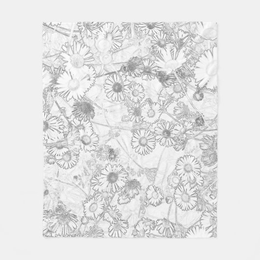 Daisies lichtgrijs schilddeksel fleece deken (Voorkant)