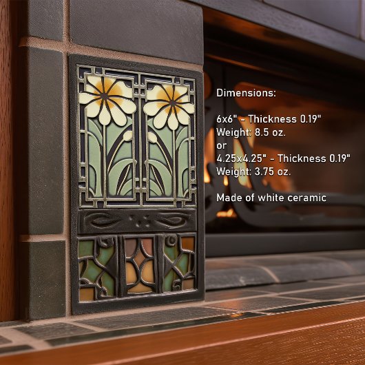 Daisies Liefde Wanddecoratie Art Nouveau  Deco Tegeltje