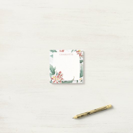 Daisies Lilies Moderne Waterverf Gepersonaliseerde Post-it® Notes (Op bureau)