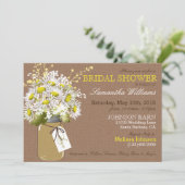 Daisies Mason Jar Burlap Rustic Vrijgezellenfeest Kaart (Staand voorkant)