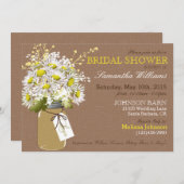 Daisies Mason Jar Burlap Rustic Vrijgezellenfeest Kaart (Voorkant / Achterkant)