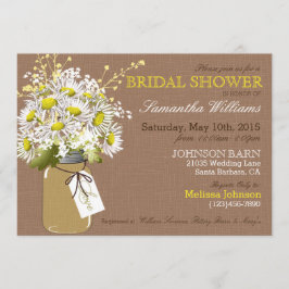 Daisies Mason Jar Burlap Rustic Vrijgezellenfeest Kaart