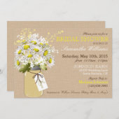 Daisies Mason Jar Burlap Rustic Vrijgezellenfeest Kaart (Voorkant / Achterkant)