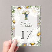 Daisies Mason Jar Wedding Acrylic Table Number Acryl Uitnodigingen (Insitu (Draagbaar))