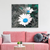 Daisies (met blauw) Gewikkeld Canvas Afdruk (Insitu (Woonkamer))