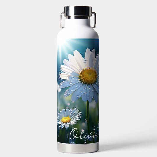 Daisies met Dew Drops Gepersonaliseerd Waterfles (Voorkant)