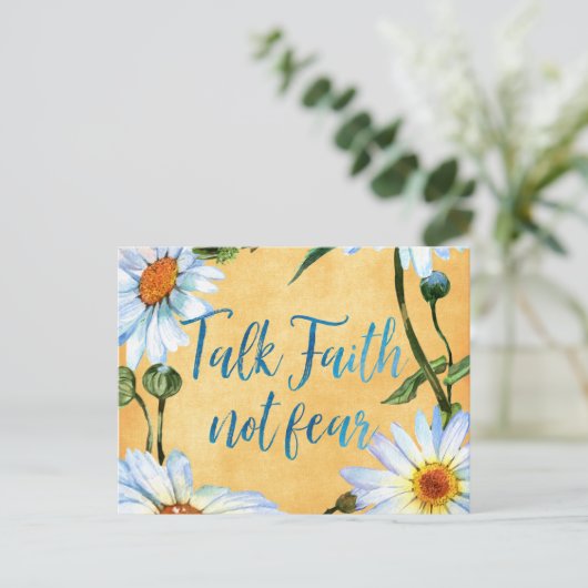 Daisies met geloof Quote Briefkaart (Staand voorkant)