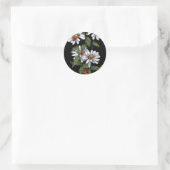 Daisies met lieveheersbeestjes op zwart: kunst ronde sticker (Tas)
