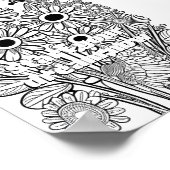 Daisies met Vlinder Kleurplaat Printable Poster (Hoek)