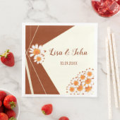 Daisies Moderne Roest Ivoor Bruiloft Papier Servet (Insitu)