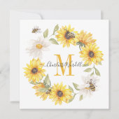 Daisies Monogram Notitiekaartje (Voorkant)