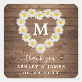Daisies Monogram Weddenschap Bedankt Vierkante Sticker