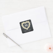  Daisies Monogram Wedding Chalkboard Vierkante Sticker (Envelop)