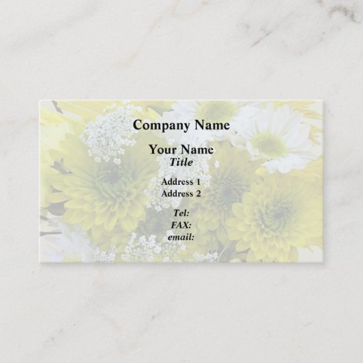 Daisies, Mums en Queen Anne's Lace Bouquet Visitekaartje (Voorkant)